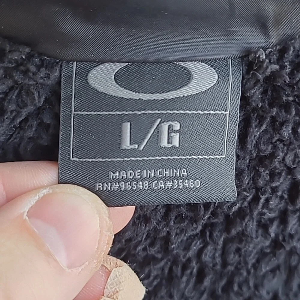 OAKLEY Solid‎ Black Sherpa Pile Lining Large Mens Hooded Full Zip Jacket